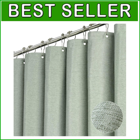 Elegant Sage Green 108x72 Linen Textured Shower Curtain Set - Includes Hooks