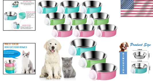 Vibrant 12 Pack Detachable Pet Bowls - Modern Hanging Feeders for Small Animals