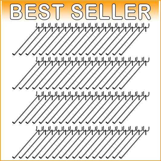 Durable 10-Inch Pegboard Hooks in Black - 100 Pcs for Home & Garage Organization