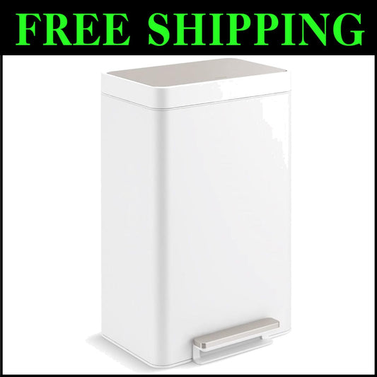 Fingerprint-Resistant 11 Gallon Trash Can - Step-On Foot Pedal and Liner Bins