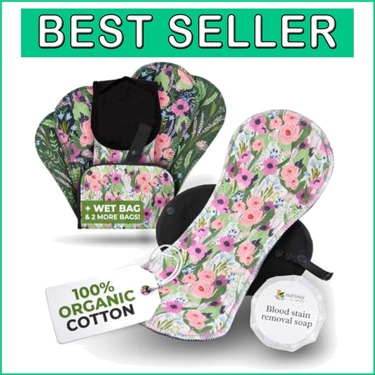 Biodegradable Heavy Flow Reusable Period Pads - Soft Organic Cotton 6-Pack