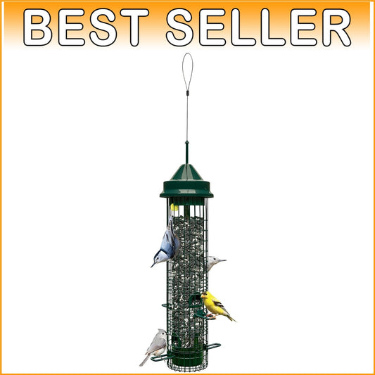 Durable Squirrel-Proof Bird Feeder: 4 Feeding Ports & 2.4 lbs for Birdwatching