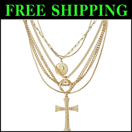 Stunning 6-Layer Gold Pendant Necklace for Women - Perfect Gift & Daily Wear
