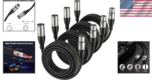 4-Pack 15ft Balanced XLR Audio Cables - Reliable Microphone & Speaker Connectors