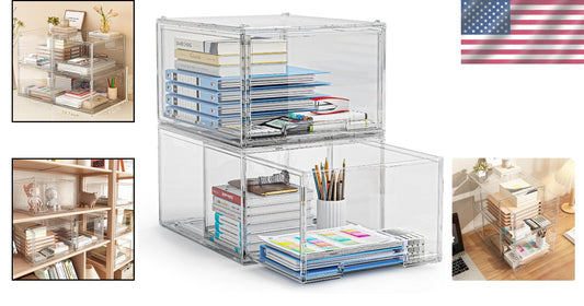 Durable 2 Drawer Clear Acrylic Desktop Organizers - Versatile Storage Solution