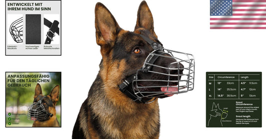 Lightweight Metal Dog Muzzle XL - Soft Padding & Adjustable Straps for Comfort