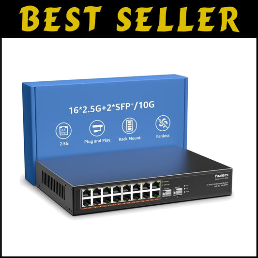 2.5G Unmanaged Network Switch with 18 Ports - Metal, Plug and Play Convenience