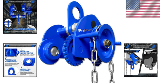 1 Ton Heavy-Duty Chain Hoist Trolley - Ideal for Warehouses & Construction Sites