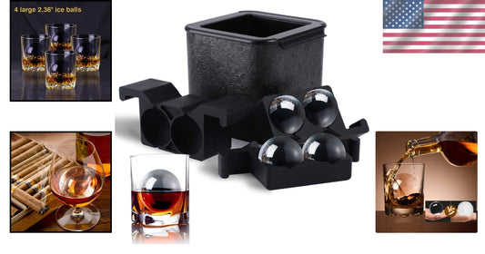 Crystal Clear Ice Ball Maker: 4 Large 2.5” Spheres for Whiskey and Cocktails