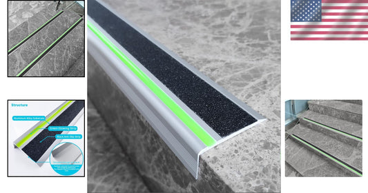 Aluminum Stair Nosing with Anti-Slip & Glow Strip for Enhanced Visibility - 2pc