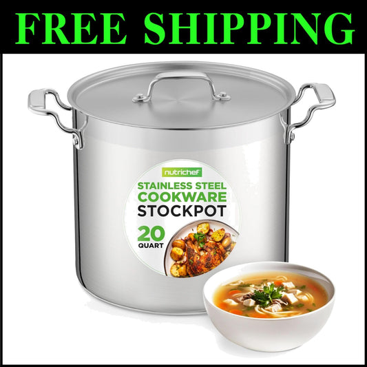 Impact-Bonded 20 Quart Stockpot with Lid - Healthy, Heavy-Duty Cooking Solution