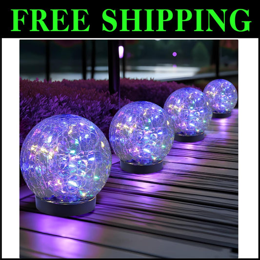 Energy-Efficient Solar Balls for Outdoor Beauty - 4-Piece Set of Uplighting Orbs