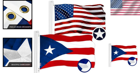 Durable 3x5 Ft USA and Puerto Rico Flag Set - Perfect for Parades & Celebrations