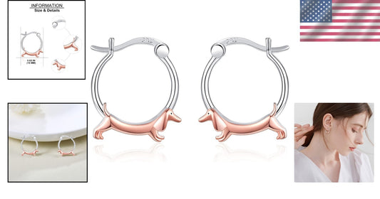 Cute Sterling Silver Dachshund Hoop Earrings - Perfect Jewelry Gift for Her