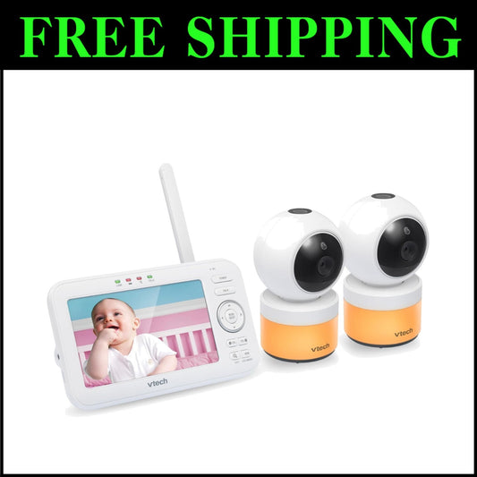 Secure 5-Inch Baby Monitor with Dual Cameras, Glow Night Light & Soothing Sounds
