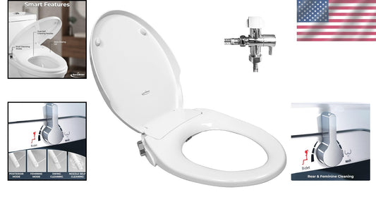 Durable Plastic Elongated Bidet Toilet Seat with Slow-Close & Rear Wash Options