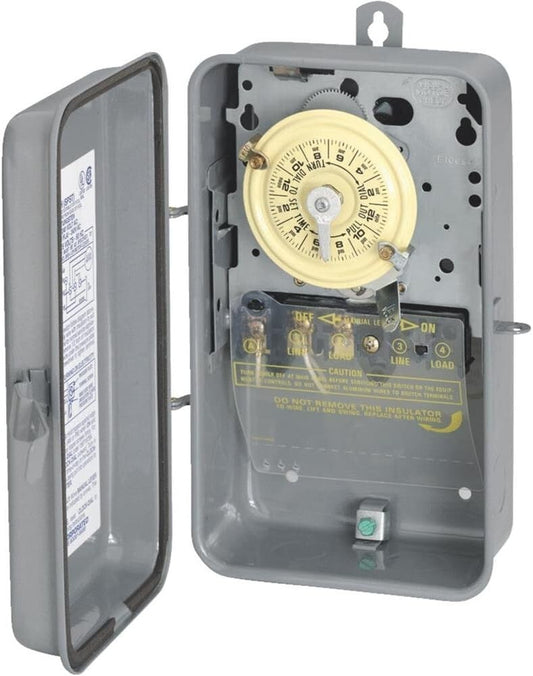 Weatherproof 120V Mechanical Time Switch with 12 Settings for Outdoor Use