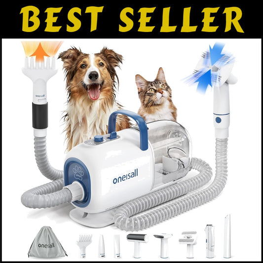 Professional Pet Grooming Kit: 8-in-1 Vacuum, Dryer & Clippers for All Dog Sizes