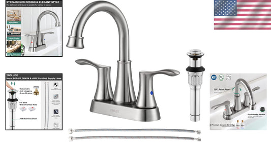Stylish Brushed Nickel Bathroom Faucet with 1.5 GPM Flow Rate and 3-Hole Mount
