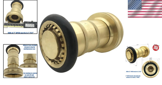 2" NPSH Brass Fire Nozzle with Fog & Stream Control for Industrial Use