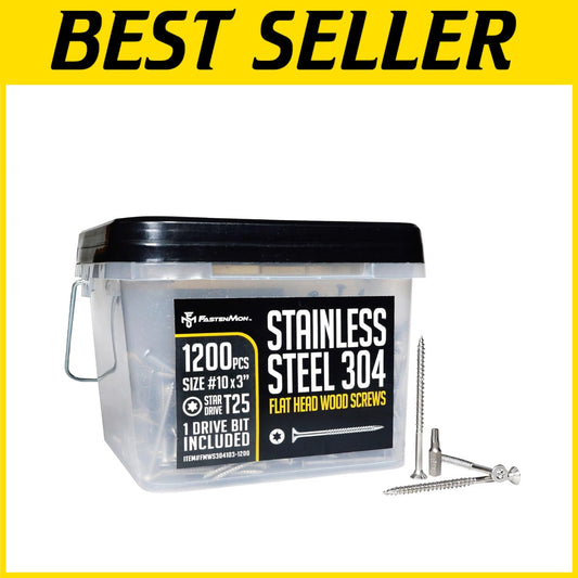 Bulk Pack of 1200 Flat Head Deck Screws - Corrosion-Resistant, Ideal for Wood