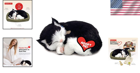 Lightweight Black and White Kitten Toy - Safe Handcrafted Companion for All