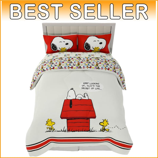 Cozy Peanuts 5-Piece Bedding Set: Charlie Brown, Snoopy & Woodstock - Full Size