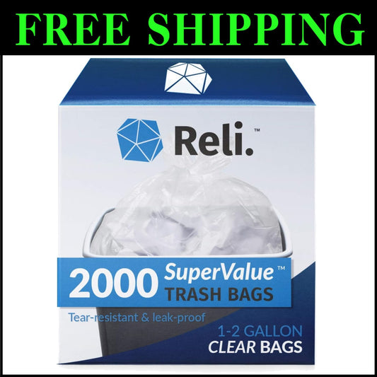 Clear Plastic 1-2 Gallon Trash Bags - 2000 Count for Mess-Free Waste Management