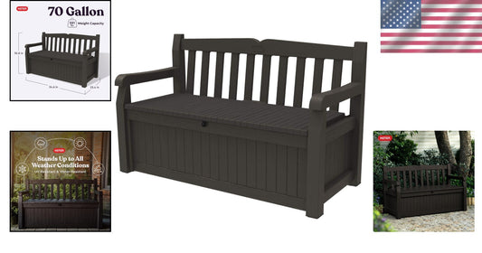 Elegant Outdoor Storage Bench - 70 Gallon Resin Deck Box for Patio & Seating