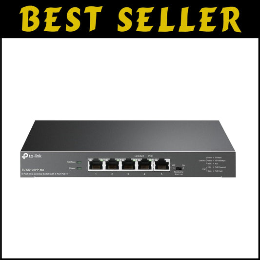5-Port 2.5 Gigabit Switch with 4 PoE++ Ports - High Performance, Fanless Design