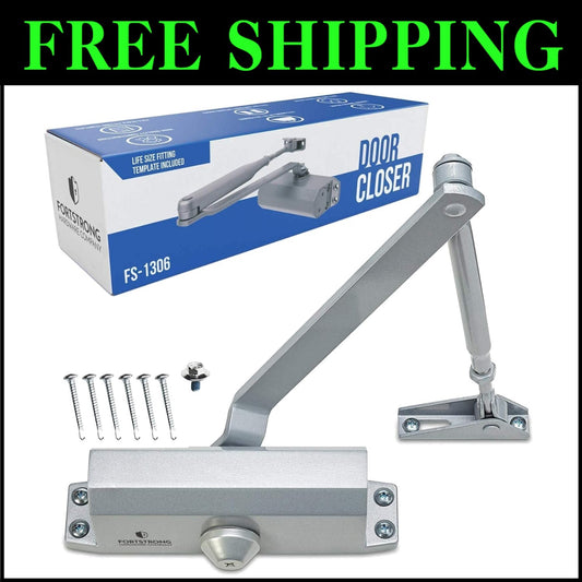 Adjustable Silver Hydraulic Door Closer - UL Certified for Home or Business
