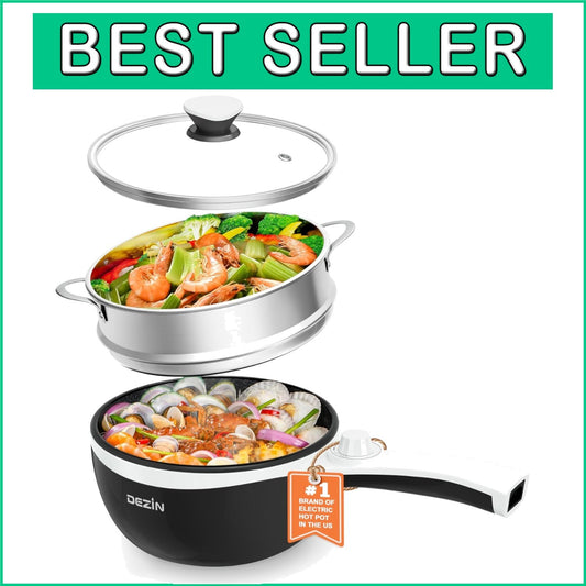 Electric Hot Pot with Steam Function & Over-Heat Protection - Perfect for Dorms