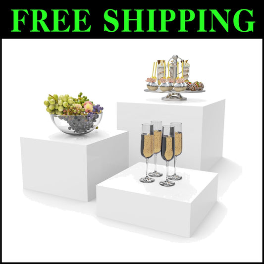Elegant 3-Piece Buffet Risers Set - Glossy Acrylic Stands for Food & Displays