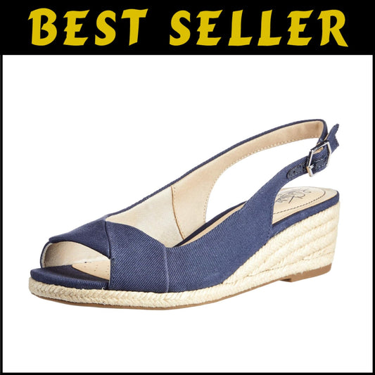 Comfortable Navy Peep-Toe Wedge Sandals for Women - Adjustable & Stable Design
