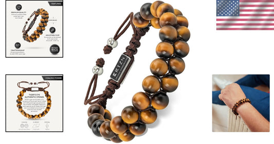 Men's Adjustable Tiger Eye Bracelet - Artisan Craftsmanship & Empowering Design