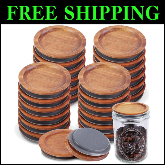 Elegant Bamboo Mason Jar Lids - 24 Pack for Organizing & Freshness Preservation
