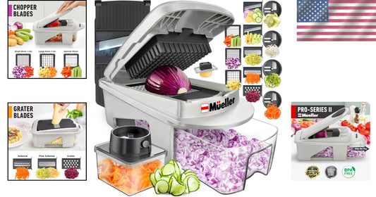 Efficient 12-Blade Mandoline Slicer with Food Container & Holder - Easy Cleanup