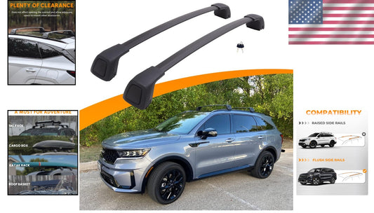 Aerodynamic Cargo Crossbars for Kia Sorento with Flush Side Rails (2021-2025)
