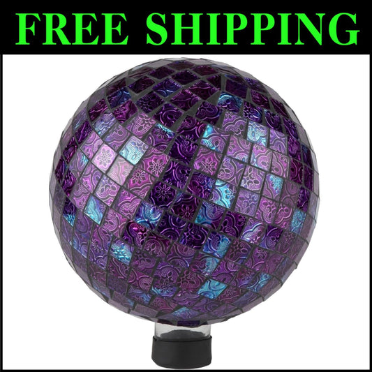 Enchanting Mosaic Gazing Ball - Holographic 10” Centerpiece for Outdoor Beauty