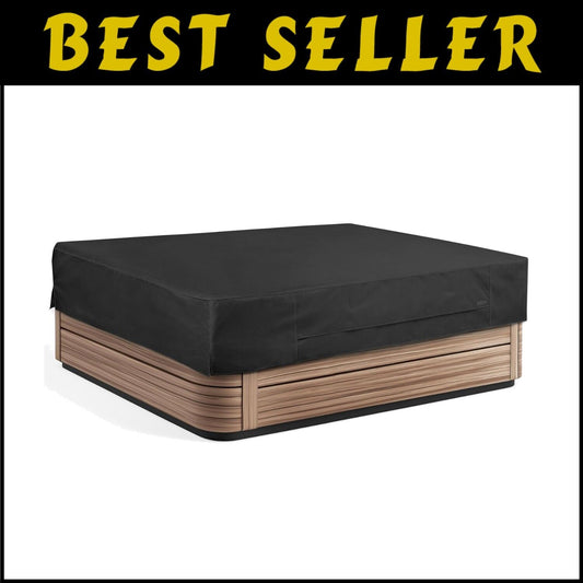 Adjustable Black Hot Tub Cover - Fade Resistant & Waterproof, Rectangular 86x67