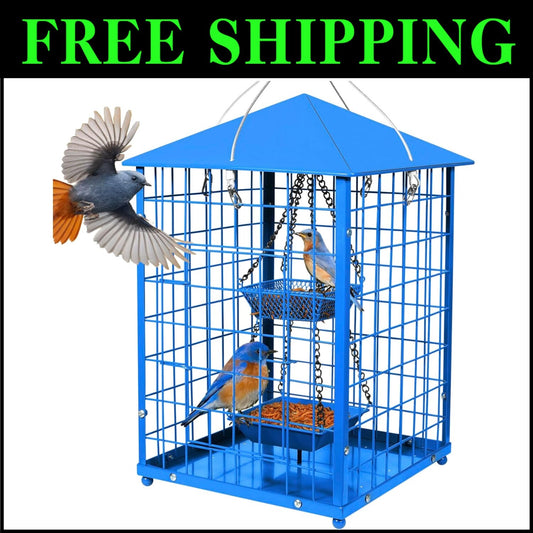 Weather-Proof Caged Bird Feeder for Bluebirds - DIY Compatible & 2lbs Capacity