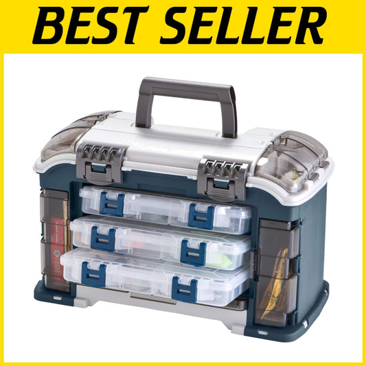 Compact Angled Fishing Tackle Box with 3 Stowaway Boxes - Ideal for Outdoors