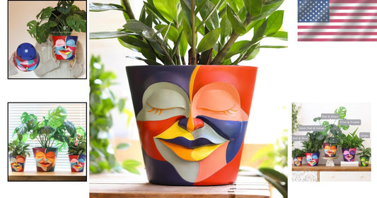 Charming 8-Inch Abstract Rainbow Planter – Lightweight Resin Pot for Plants
