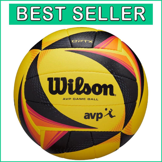 AVP OPTX Official Size Volleyball - Yellow/Black, Beach-Ready Performance