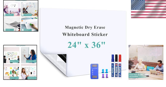 Versatile Self-Adhesive Magnetic Dry Erase Board for Home & Office - 24" x 36"