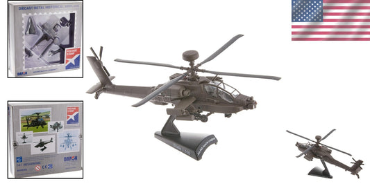 Medium 1/100 Scale Diecast Boeing AH-64D Apache Model - Details & Stand Included