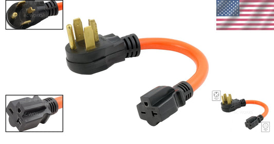 5-Year Warranty NEMA 30A Dryer Adapter - 250V 4-Prong to T-blade Connector