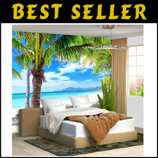 Extra Large Beach Mural - Coastal Ocean Wallpaper 151"x105" for Elegant Spaces