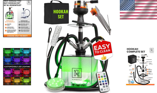 Big 4 Hose Hookah Set with Remote LED and Cleaning Accessories - Durable Design