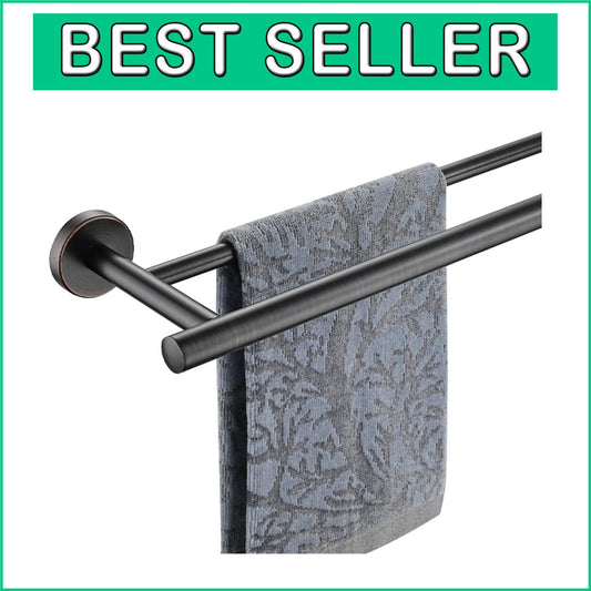 Durable Oil Rubbed Bronze Towel Rack - 30 Inch Double Bar for Bath Organization
